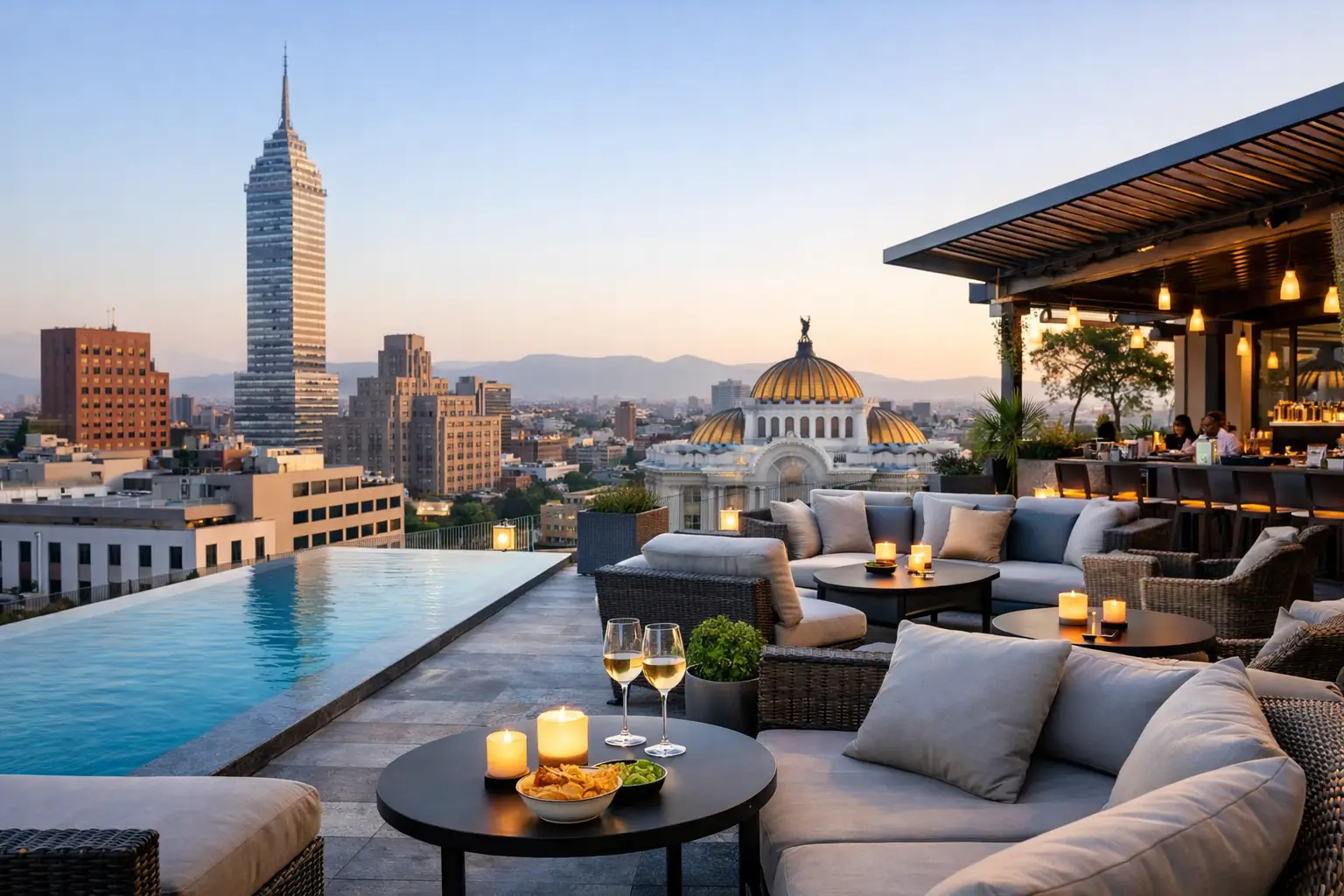 Hotel con rooftop en Ciudad de México bien ubicado